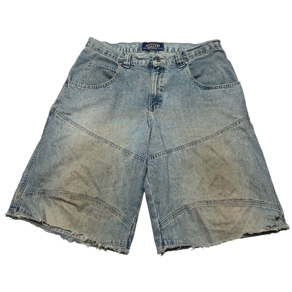 Vintage 90s Lee Pipes Loose Baggy Denim Shorts Jorts Men's 32 Y2K Skater Cut Off